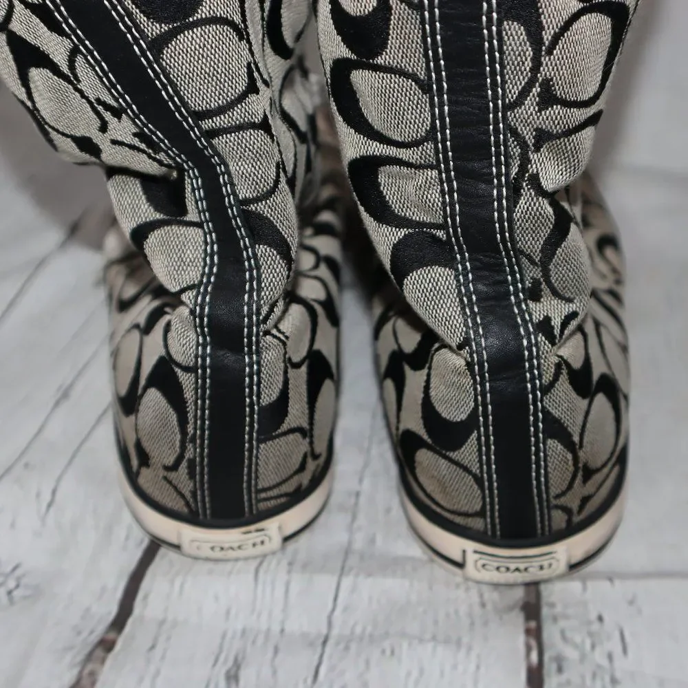 Coach Bonney Gray/Black and Striped High Top Sneakers Women's Size 9.5 - Picture 6 of 8